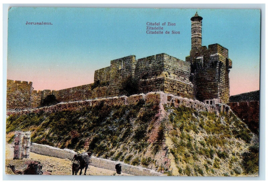 c1910's Citadel Of Zion Zitadelle Jerusalem Israel Posted Antique Postcard