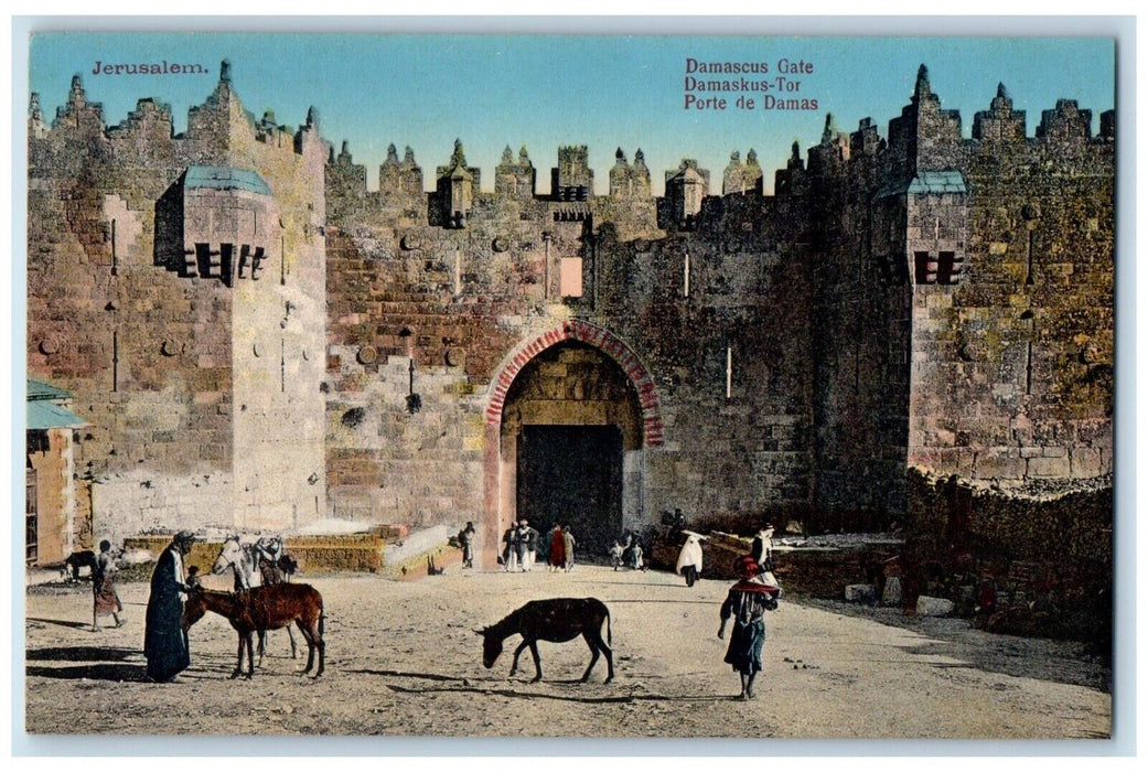 c1910's Damascus Gate Entrance Jerusalem Israel, Gordon's Calvary Postcard