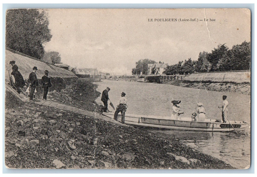 c1910 Boating Scene at Loire-Inf. Le Pouliguen France Antique Postcard