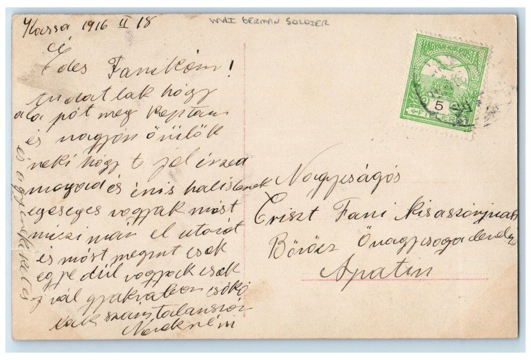 1916 Couple Romance Soldier WWI German RPPC Photo Posted Antique Postcard