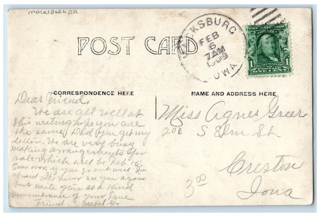 1909 Cute Little Boy Macksburg Iowa IA RPPC Photo Posted Antique Postcard