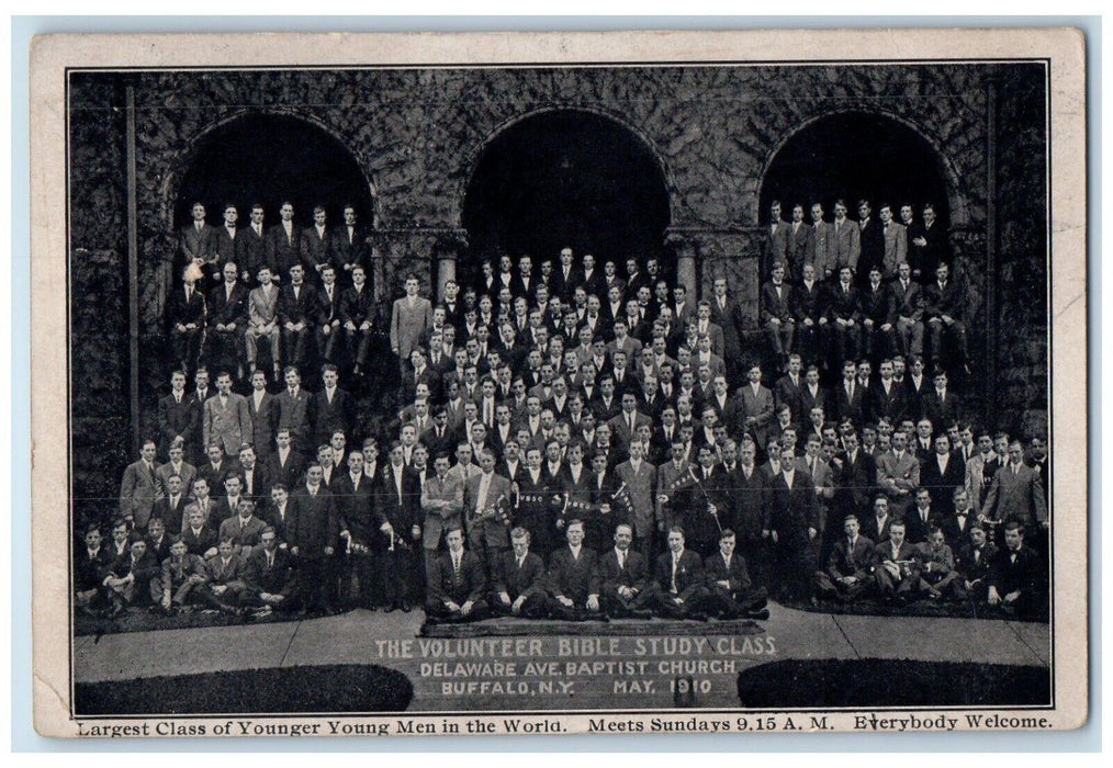 c1910's The Volunteer Bible Study Class Baptist Church Buffalo NY Postcard