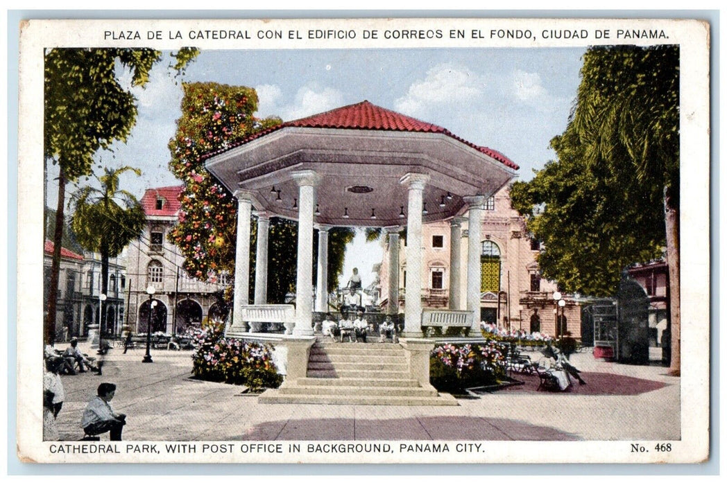 1922 Cathedral Park Post Office Panama City Canal Zone Cancel Vintage Postcard