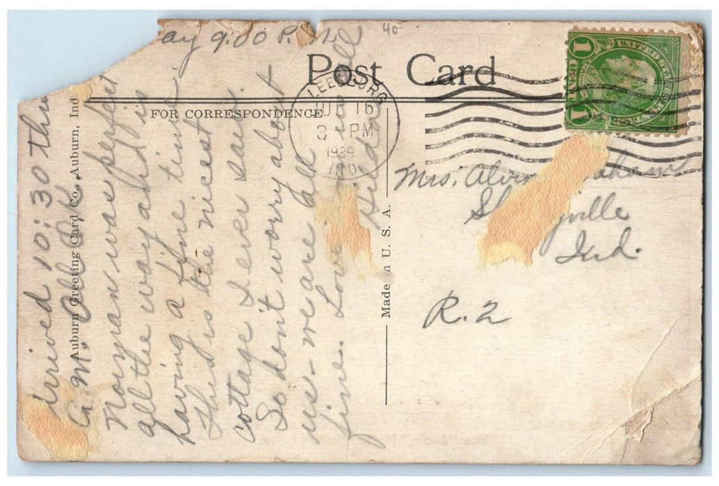 1929 The Dixie Boat North Webster Indiana IN, Epworth Forest Lake Postcard