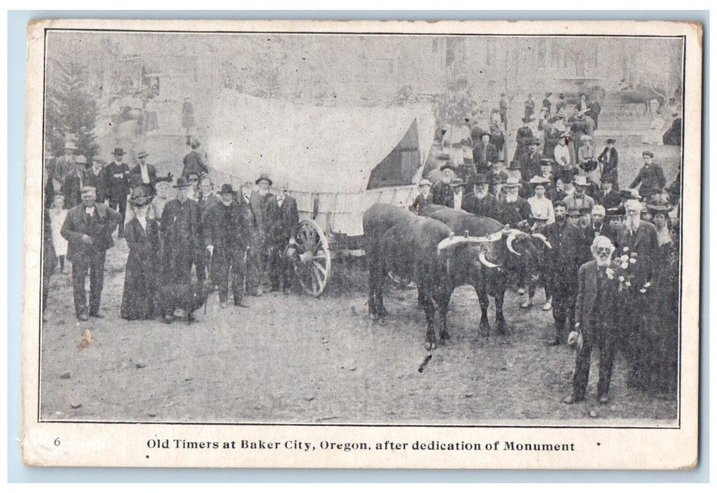 Old Timers At Baker City OR, After Dedication Ezra Meeker Oregon Trail Postcard