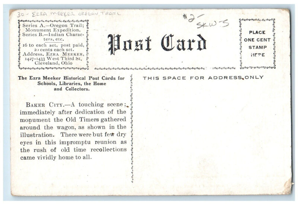 Old Timers At Baker City OR, After Dedication Ezra Meeker Oregon Trail Postcard