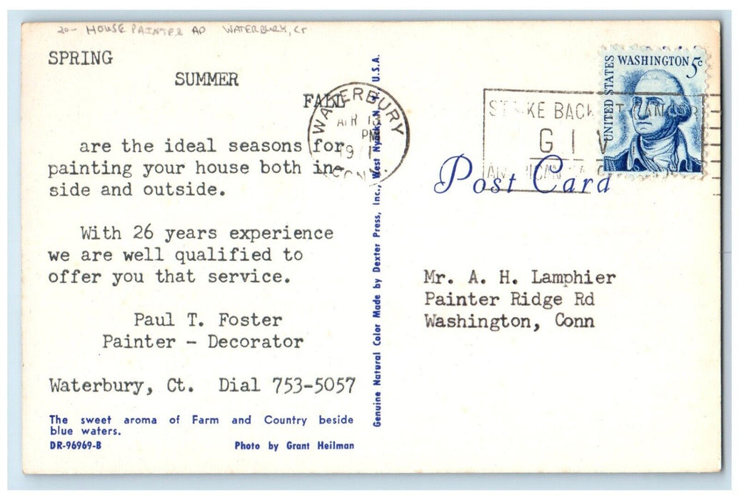 1911 House Painter Advertising Waterbury Connecticut CT Antique Postcard