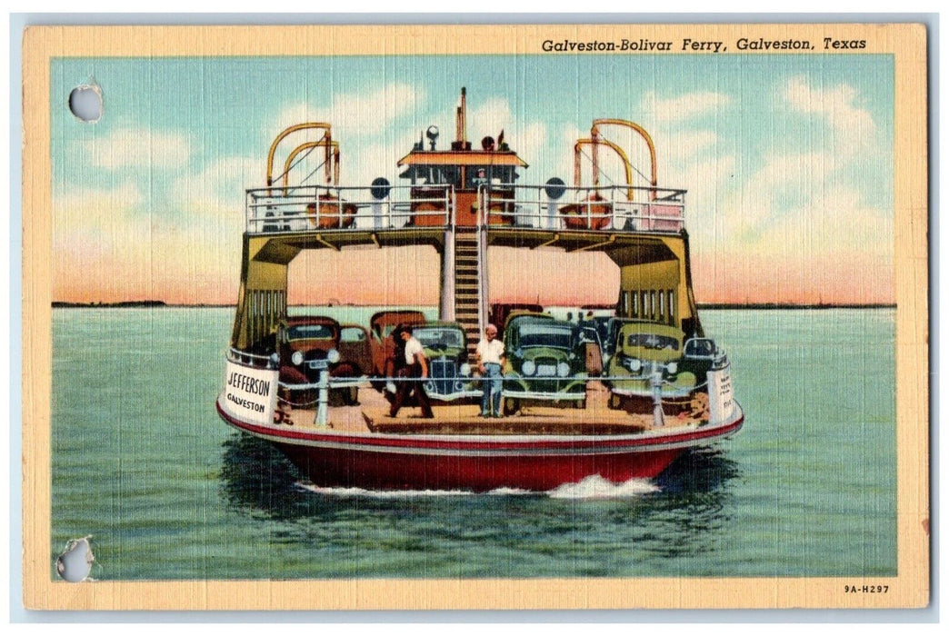 c1940's Galveston Bolivar Ferry Galveston Texas TX Posted Vintage Postcard