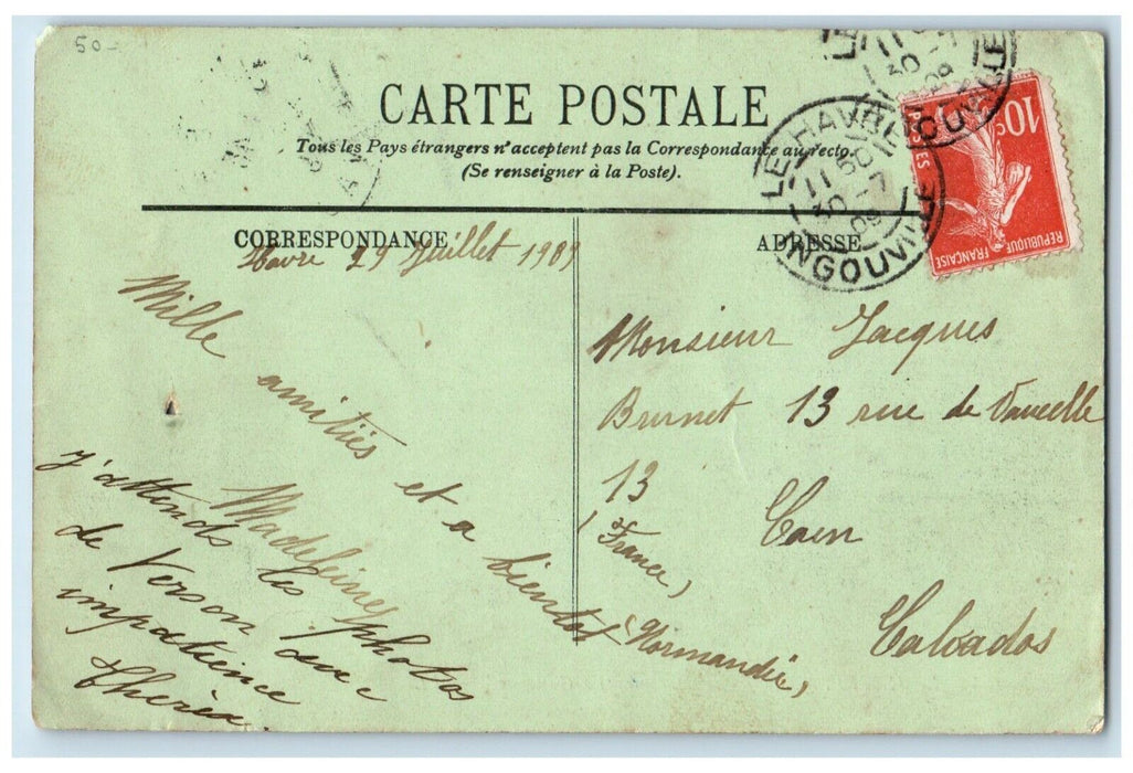 1909 Lehavre Le Transatlantique La Gascons Steamer Ship Antique Postcard