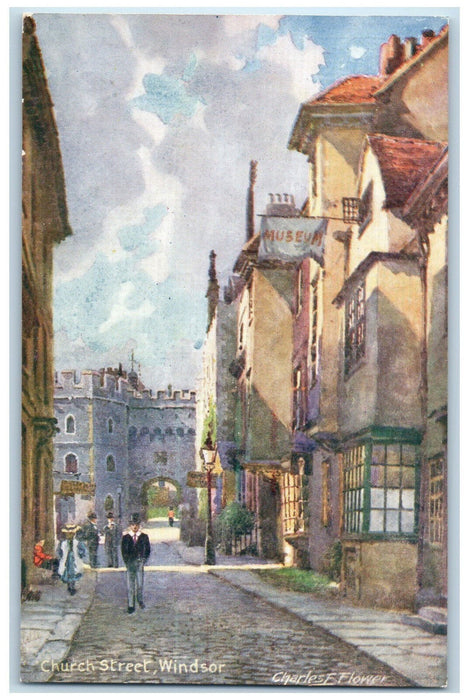 c1910 Church Street Windsor Oldest Streets in Borough Oilette Tuck Art Postcard