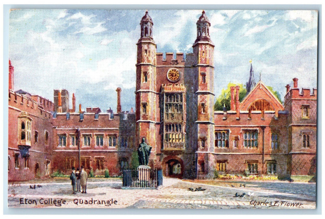 c1910 Quadrangle Eton College England Antique Oilette Tuck Art Postcard