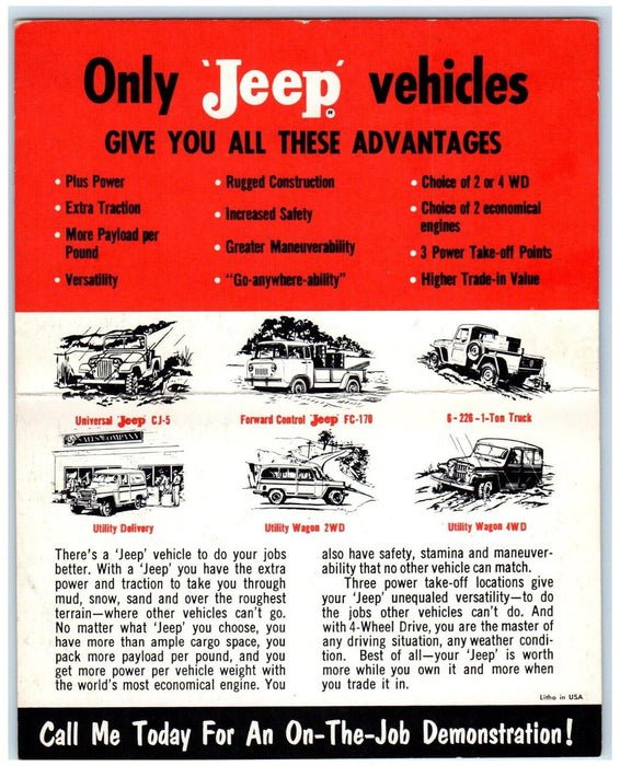 Forward Control Jeep FC-170 Maverick Jeep Vehicles Fold Out Advertising Postcard