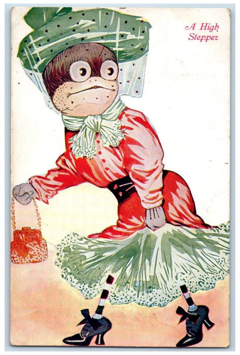1907 Anthropomorphic Tadpole A High Stepper Hoover Indiana IN Antique Postcard