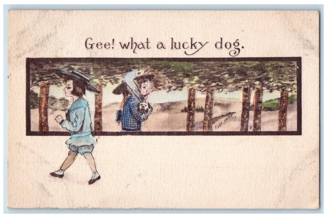 1910 Couple Romance What A Lucky Dog Florence Colorado CO Antique Postcard