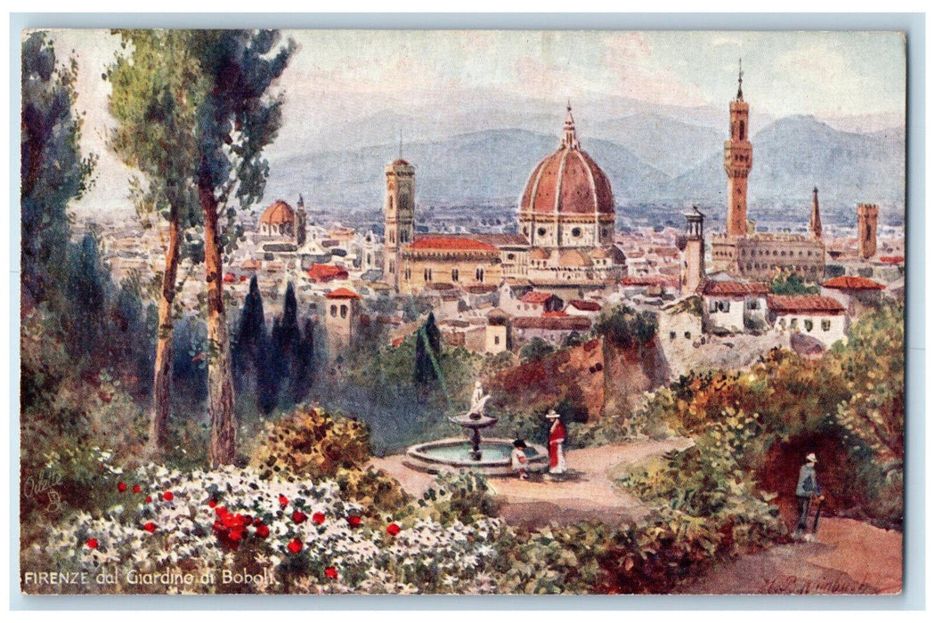 c1910 Views from Garden of Boboli Florence Italy Oilette Tuck Art Postcard