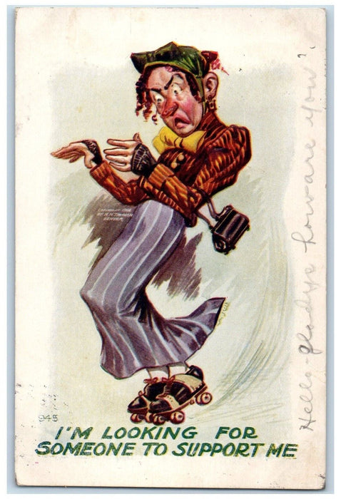 1907 Roller Skating Old Hag Highlands Denver Colorado CO RPO Embossed Postcard