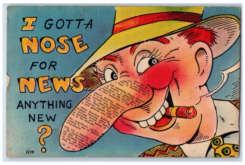 1956 Man Big Nose Cigarette Smoke Chester Depot Virginia VA Vintage Postcard