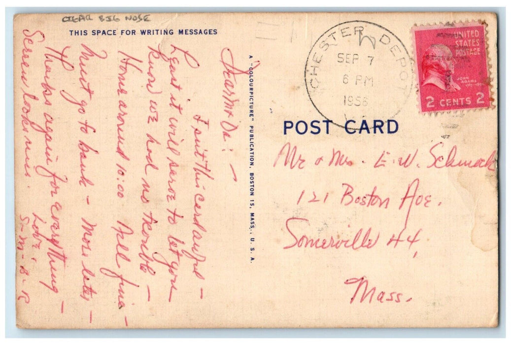 1956 Man Big Nose Cigarette Smoke Chester Depot Virginia VA Vintage Postcard