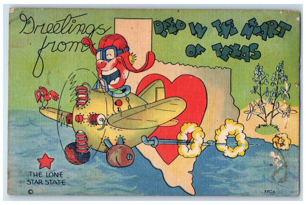 1943 Greetings From Deep In The Heart Of Texas Soldier Mail Censor Postcard