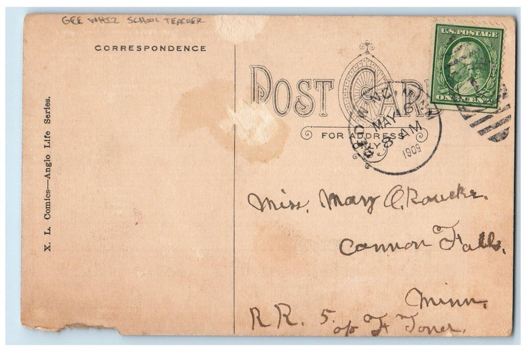 1909 Gee Whiz School Teacher We Shall See The Best Scholar Antique Postcard