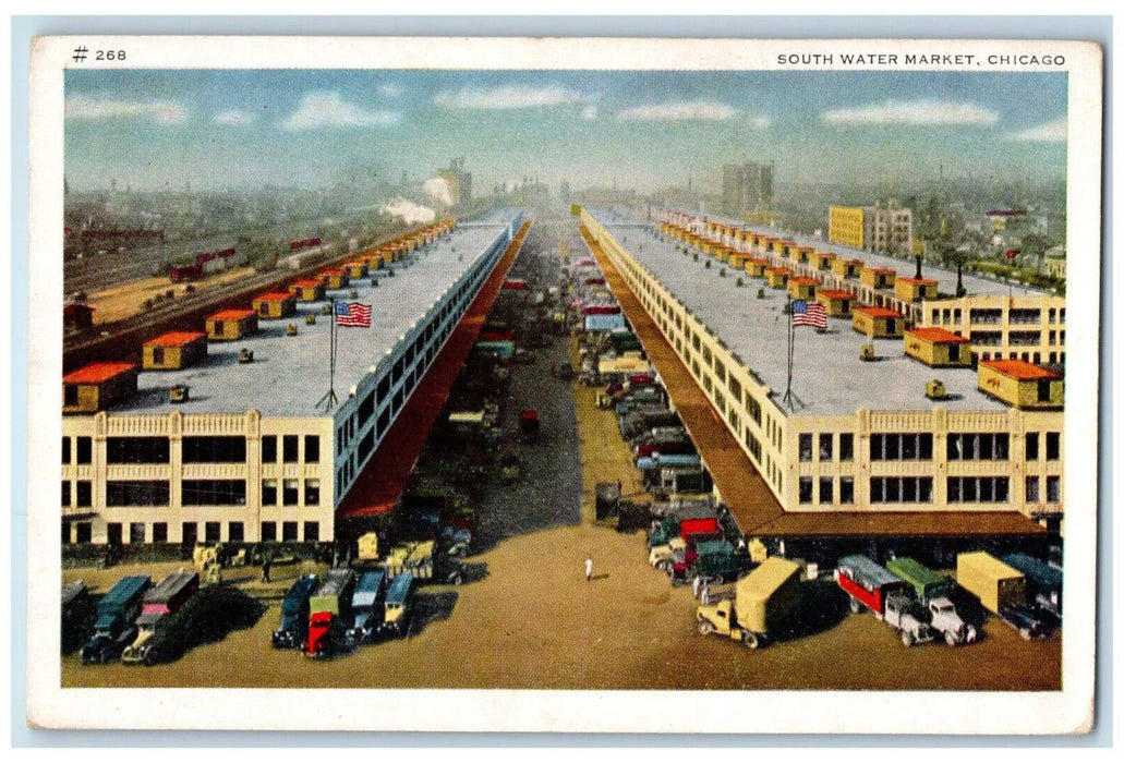 c1940 South Water Market Morgan Exterior Building Chicago Illinois IL Postcard