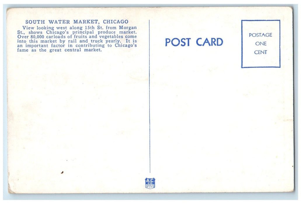 c1940 South Water Market Morgan Exterior Building Chicago Illinois IL Postcard
