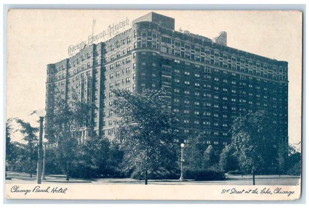 1943 Chicago Beach Hotel Street Exterior 51st At Lake Chicago Illinois Postcard