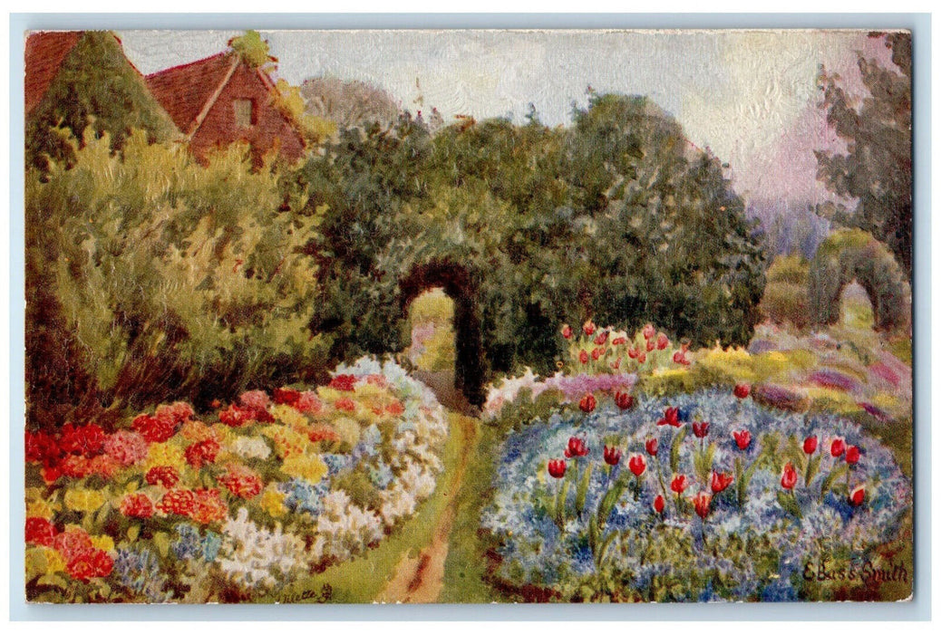 c1910 Spring Garden Wiggie Redhill England Oilette Tuck Art Postcard