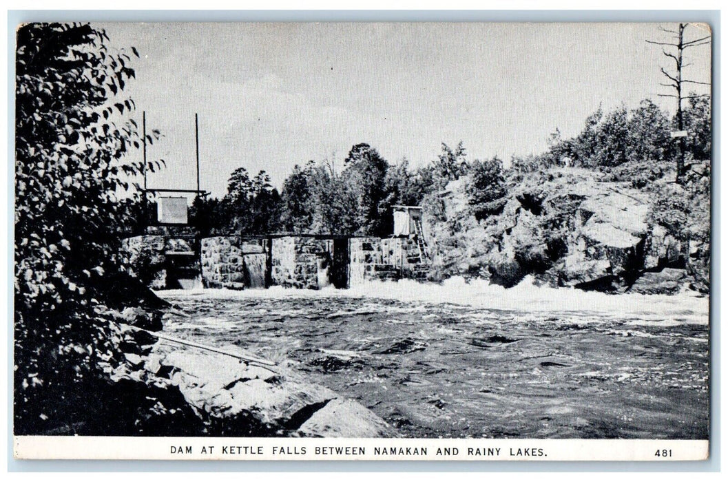 1949 Dam Kettle Falls Between Namakan Rainy Lakes Minnesota MN Vintage Postcard