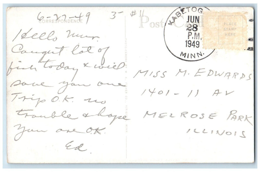 1949 Dam Kettle Falls Between Namakan Rainy Lakes Minnesota MN Vintage Postcard