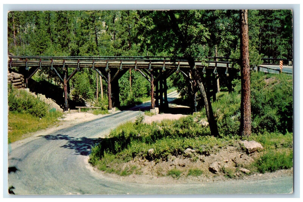 1963 Two Elevations Pigtail Bridge Mountain Black Hills South Dakota SD Postcard