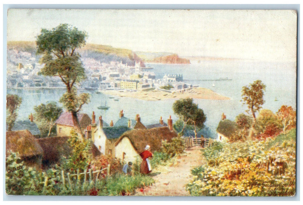 c1910 Teignmouth from Shaldon Devon England Oilette Tuck Art Postcard