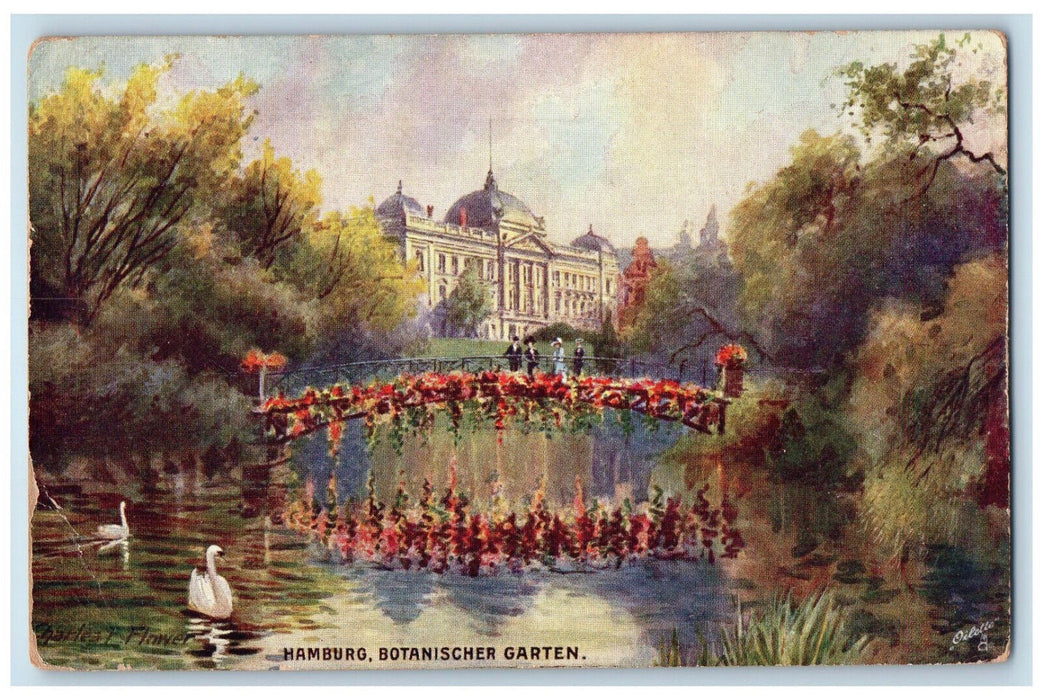 1913 Hamburg Botanischer Garten Hamburg Germany Oilette Tuck Art Postcard