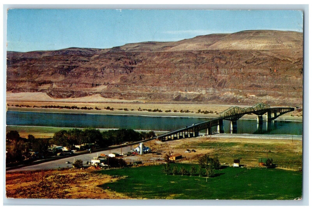 1961 Aerial View Ginkgo Petrified Vantage Bridge Vantage Washington WA Postcard