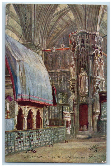 c1910 St. Edward's Shrine Westminster Abbey England Oilette Tuck Art Postcard