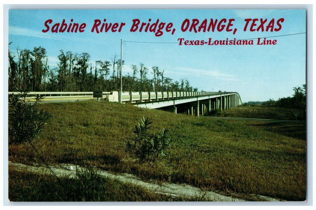 1960 Sabine River Bridge Orange Texas TX Texas-Louisiana Line View Gram Postcard