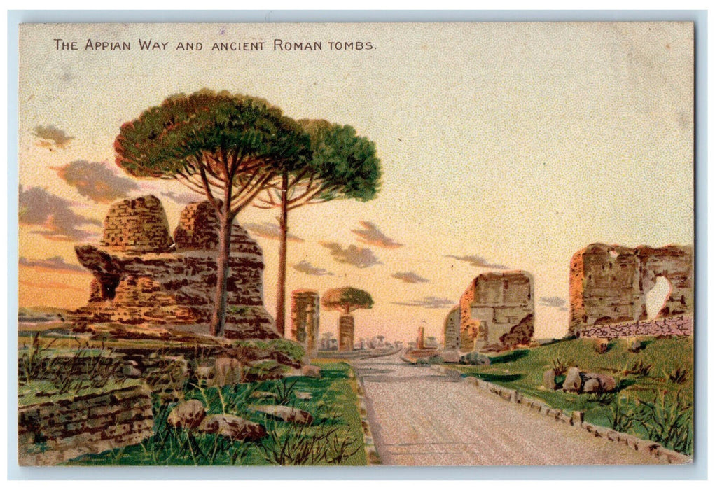 c1905 The Appian Way and Ancient Romant Tombs Rome Italy Tuck Art Postcard
