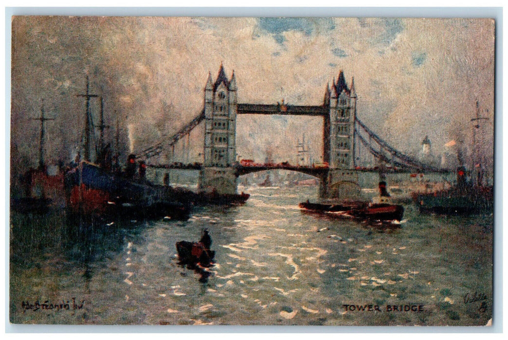 c1910 Tower Bridge The Thames England Antique Oilette Tuck Art Postcard