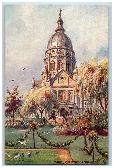 c1910 Christuskirche Mainz Germany Oilette Tuck Art Posted Antique Postcard