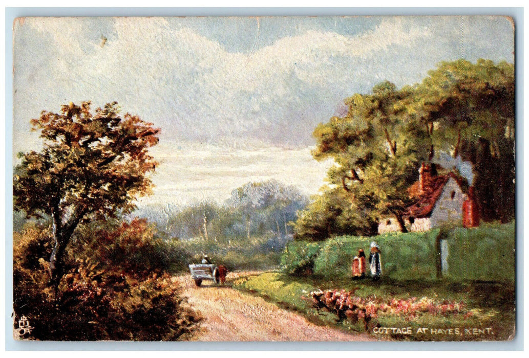 c1910 Cottage at Hayes Kent England Oilette Tuck Art Posted Antique Postcard