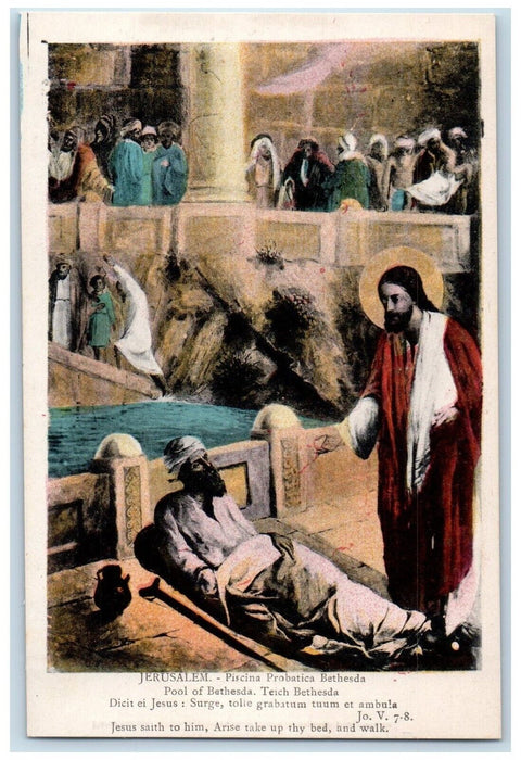 c1910's Pool Of Bethesda Jesus Jerusalem Israel Posted Antique Postcard