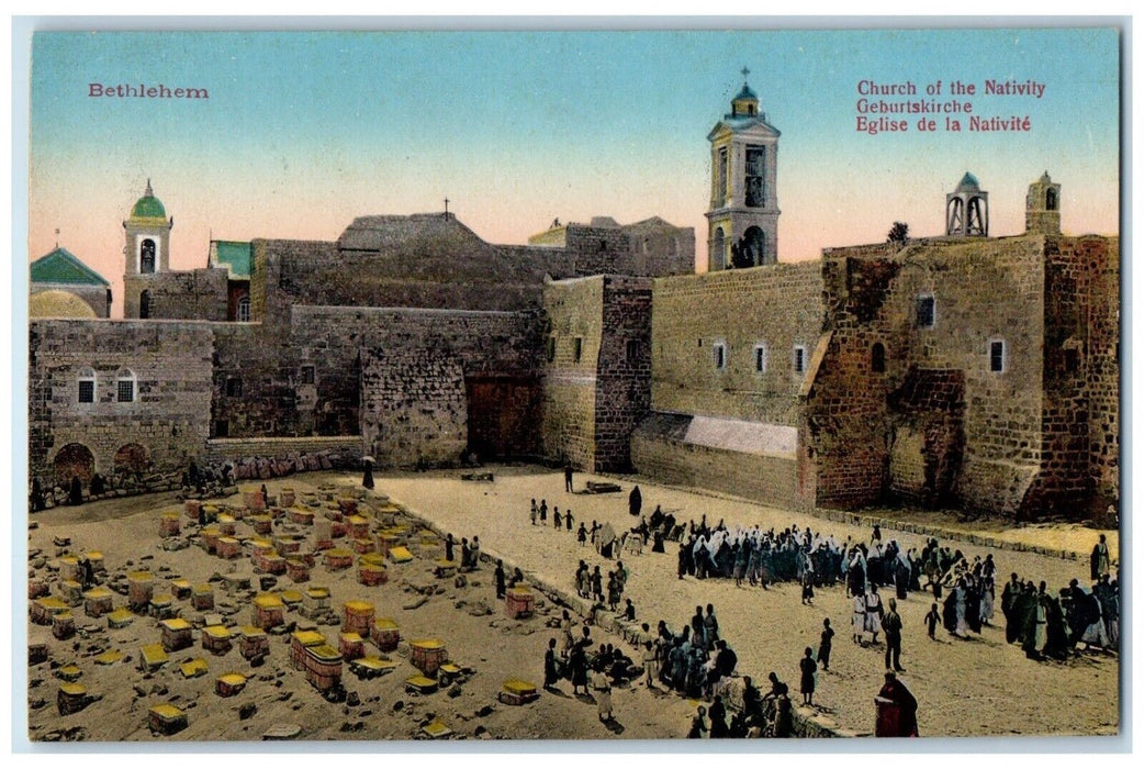 c1910's Christmas Day Crowded People Bethlehem Israel Unposted Antique Postcard