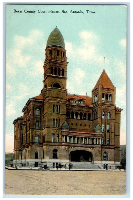 c1910 Bexar County Court House Exterior Building San Antonio Texas TX Postcard