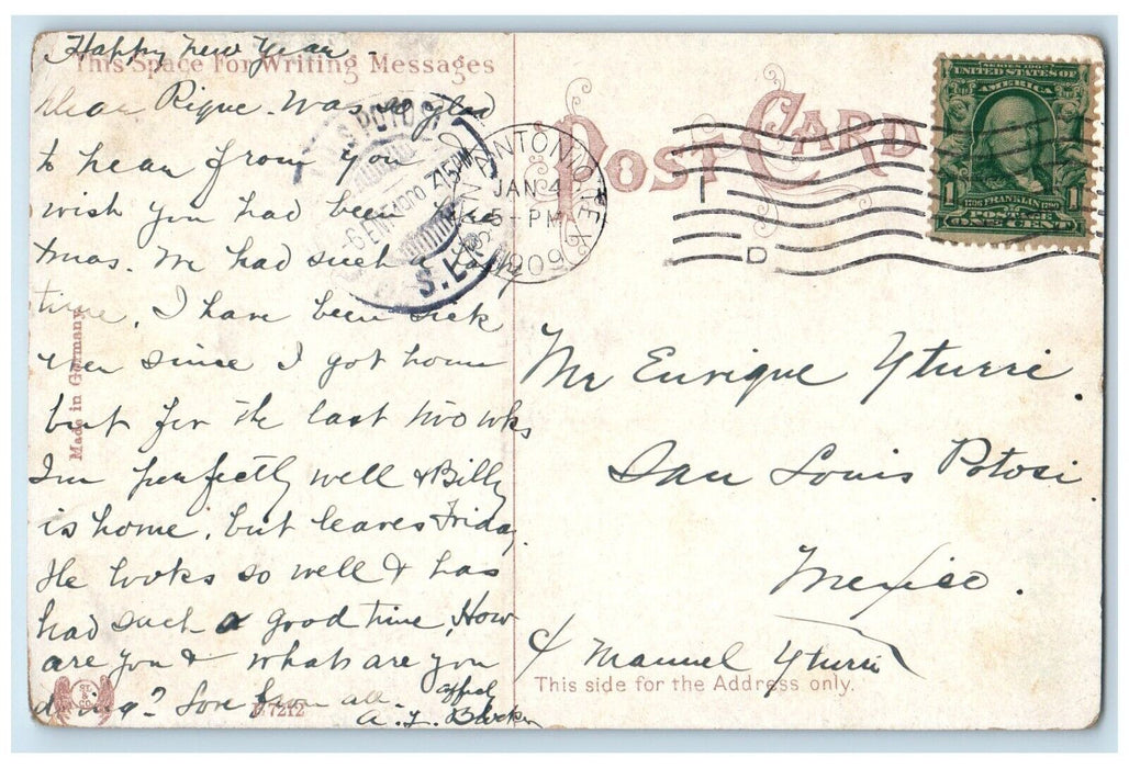 1909 Mission San Francisco De Espada Fourth Mission San Antonio Texas Postcard