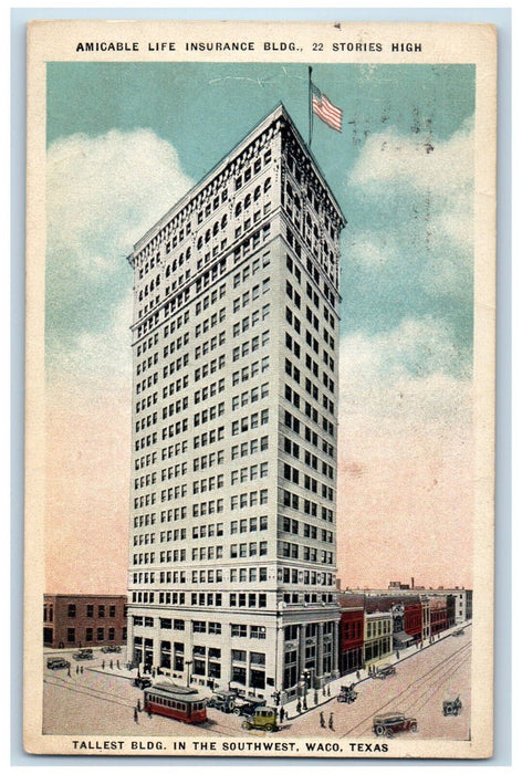 1920 Amicable Life Insurance Building Stories High Southwest Waco Texas Postcard