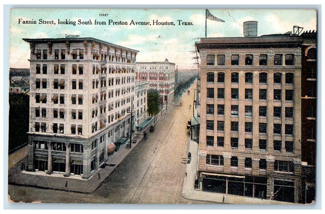 1909 Fannin Street Looking South Preston Avenue Exterior Houston Texas Postcard