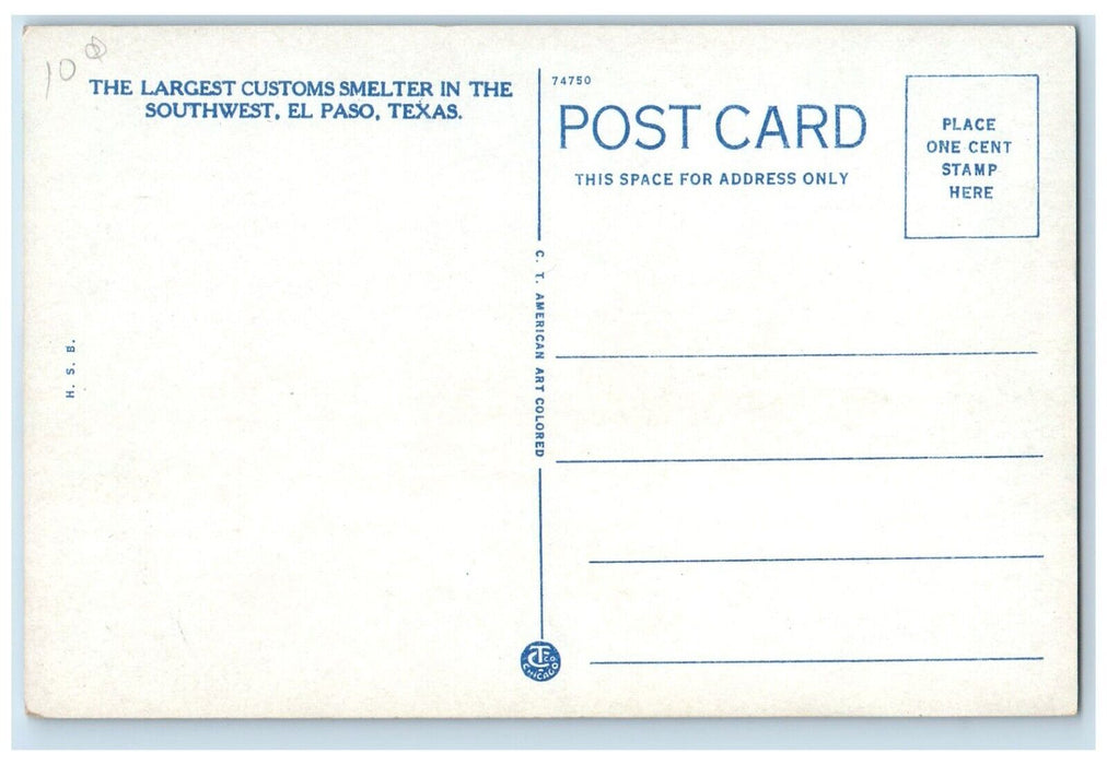c1920 Largest Customs Smelter Southwest Factory Exterior El Paso Texas Postcard