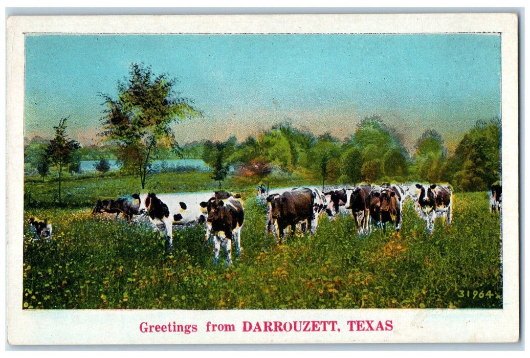 c1920 Greetings From Cow Herd Farm Grass Exterior Darrouzett Texas TX Postcard