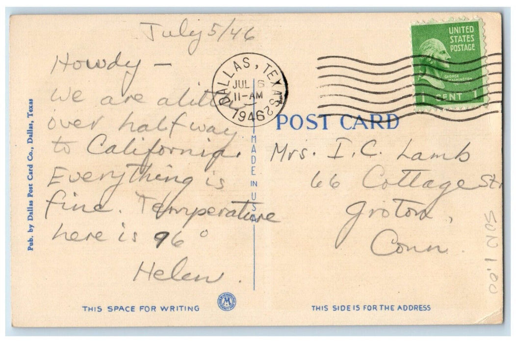 1946 If Dont Come Dallas Laugh Will Be You Donkey Pennant Hee Haw Texas Postcard