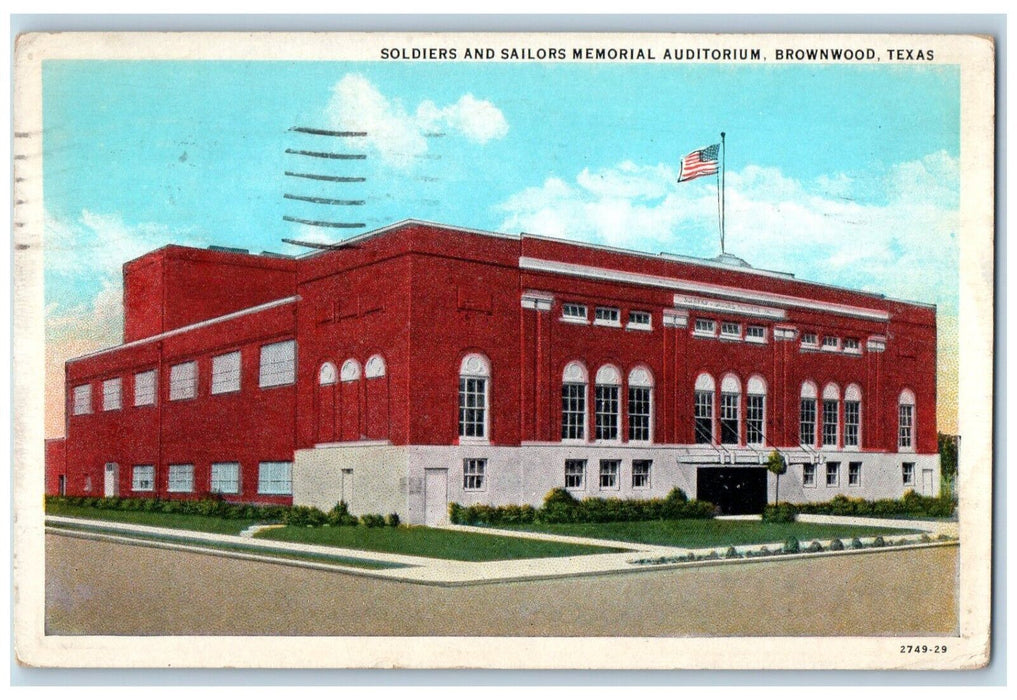 1940 Soldiers Sailors Memorial Auditorium Exterior Brownwood Texas TX Postcard